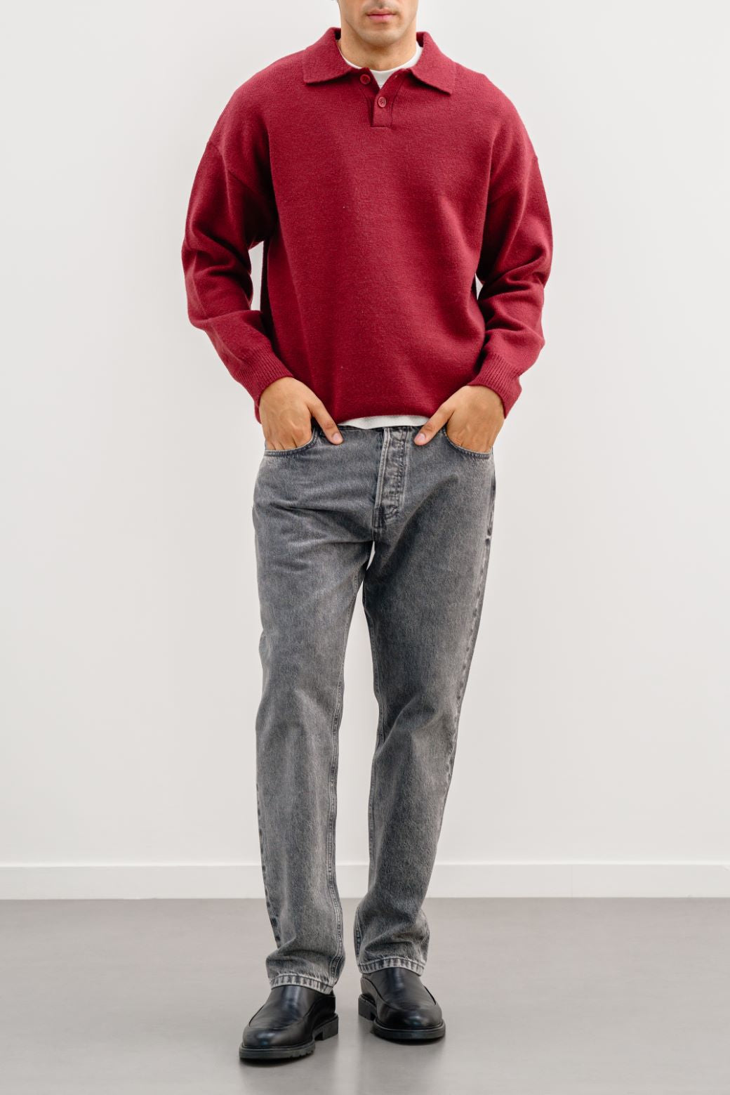 KNIT POLO SWEATER