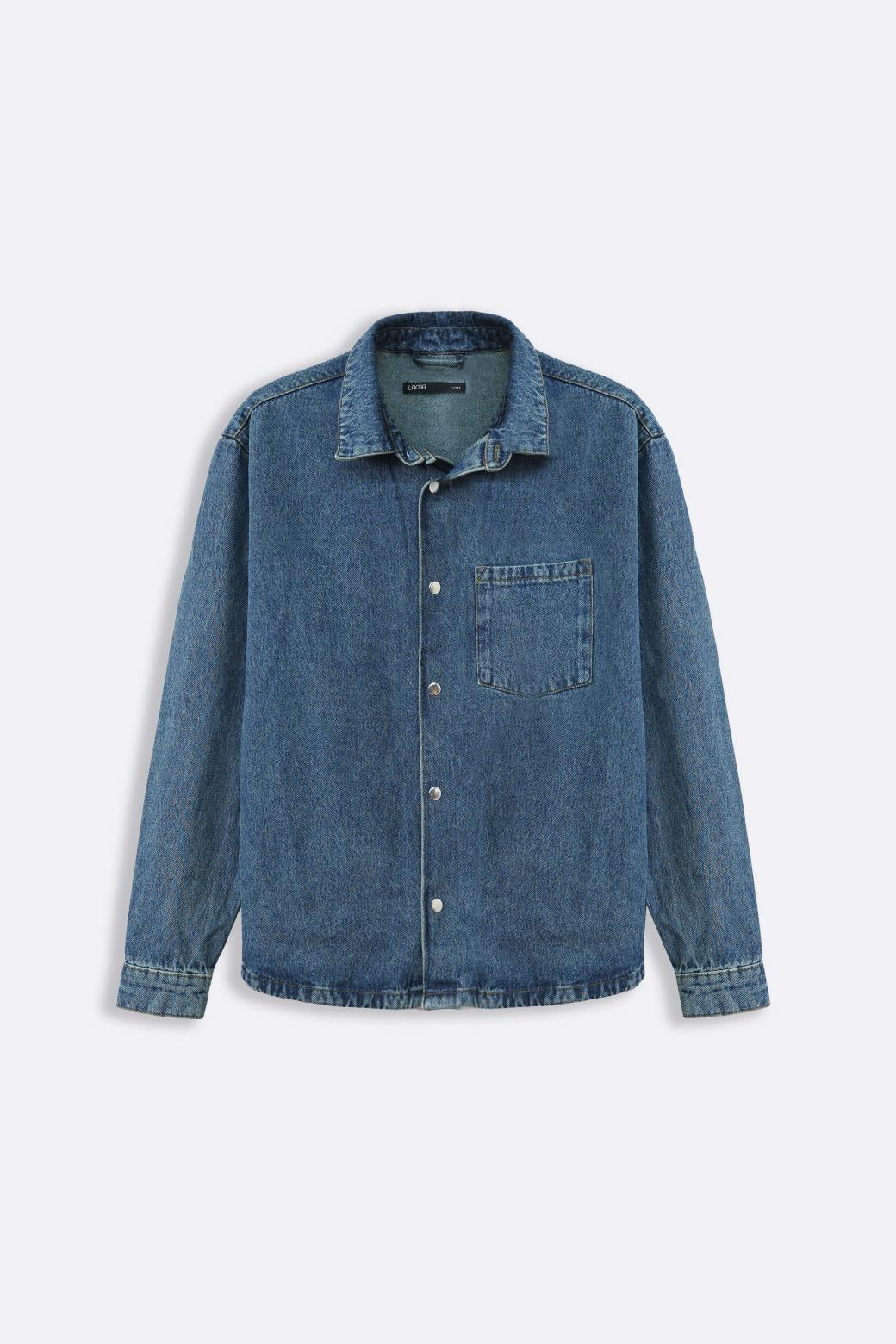 DENIM SHACKET CUFFED SLEEVES AND COLLAR