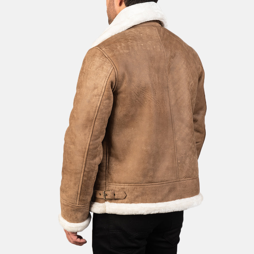 Armanivogue Francis B-3 Distressed Brown Leather Bomber Jacket