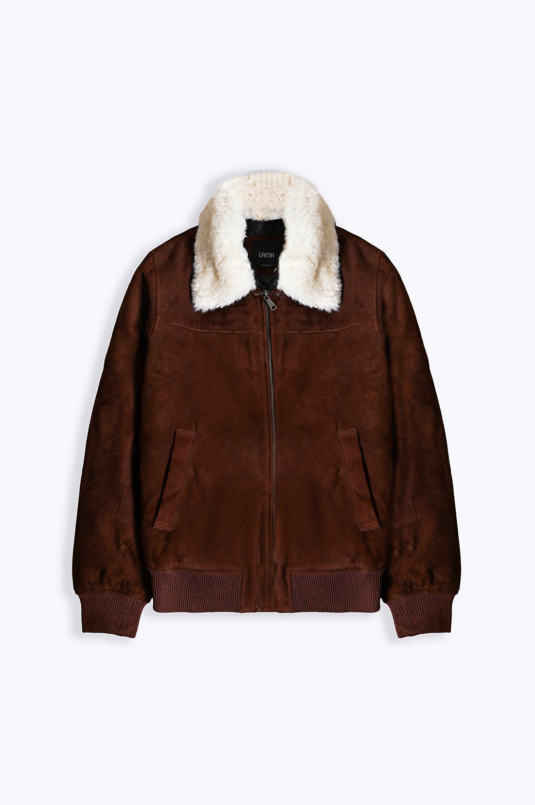 SUEDE JACKET WITH LAMB WOOL COLLAR