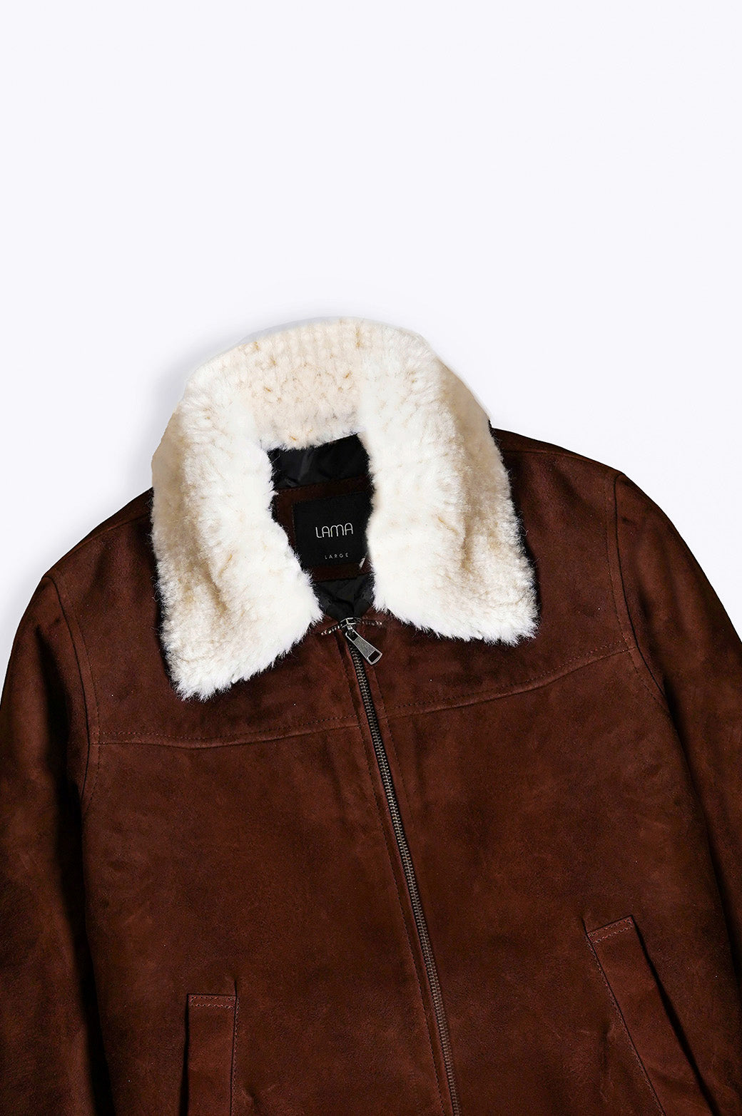 SUEDE JACKET WITH LAMB WOOL COLLAR