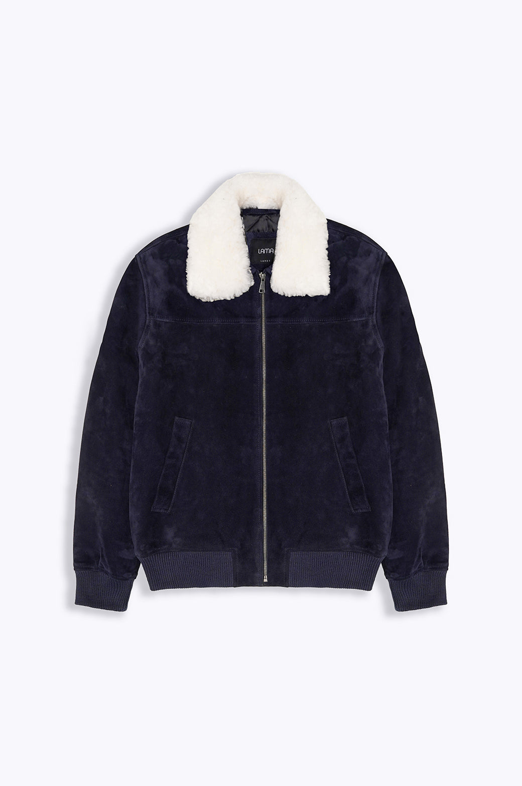 SUEDE JACKET WITH LAMB WOOL COLLAR