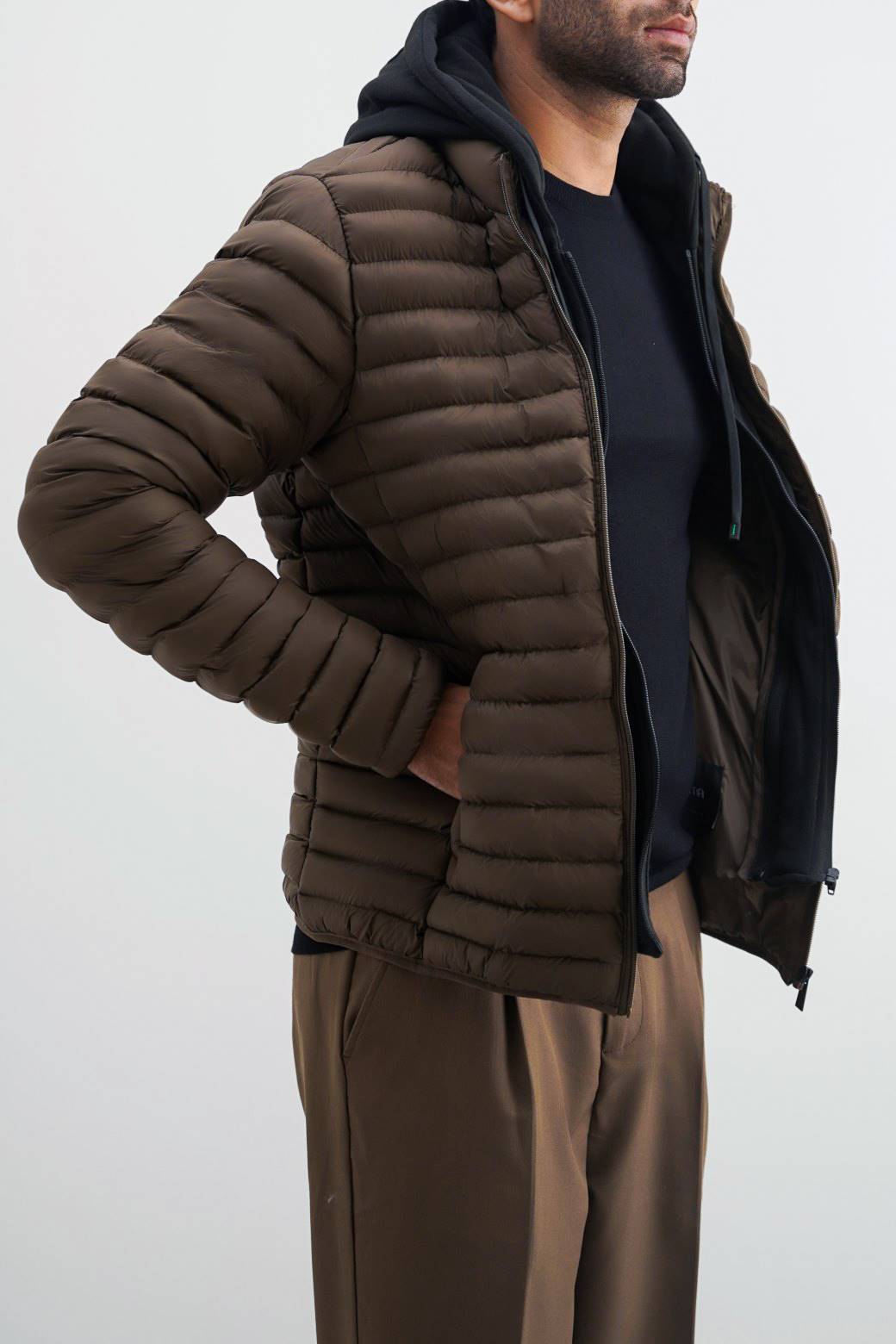 HOODED DOUBLE ZIP PUFFER