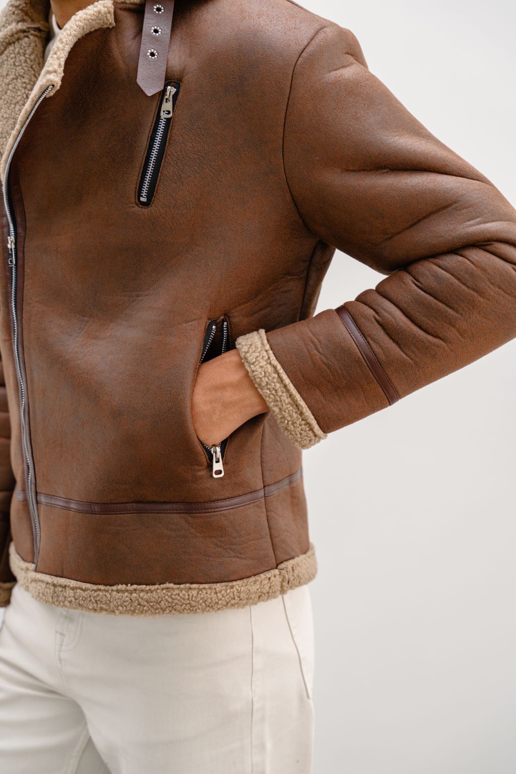 SUEDE SHEARLING JACKET