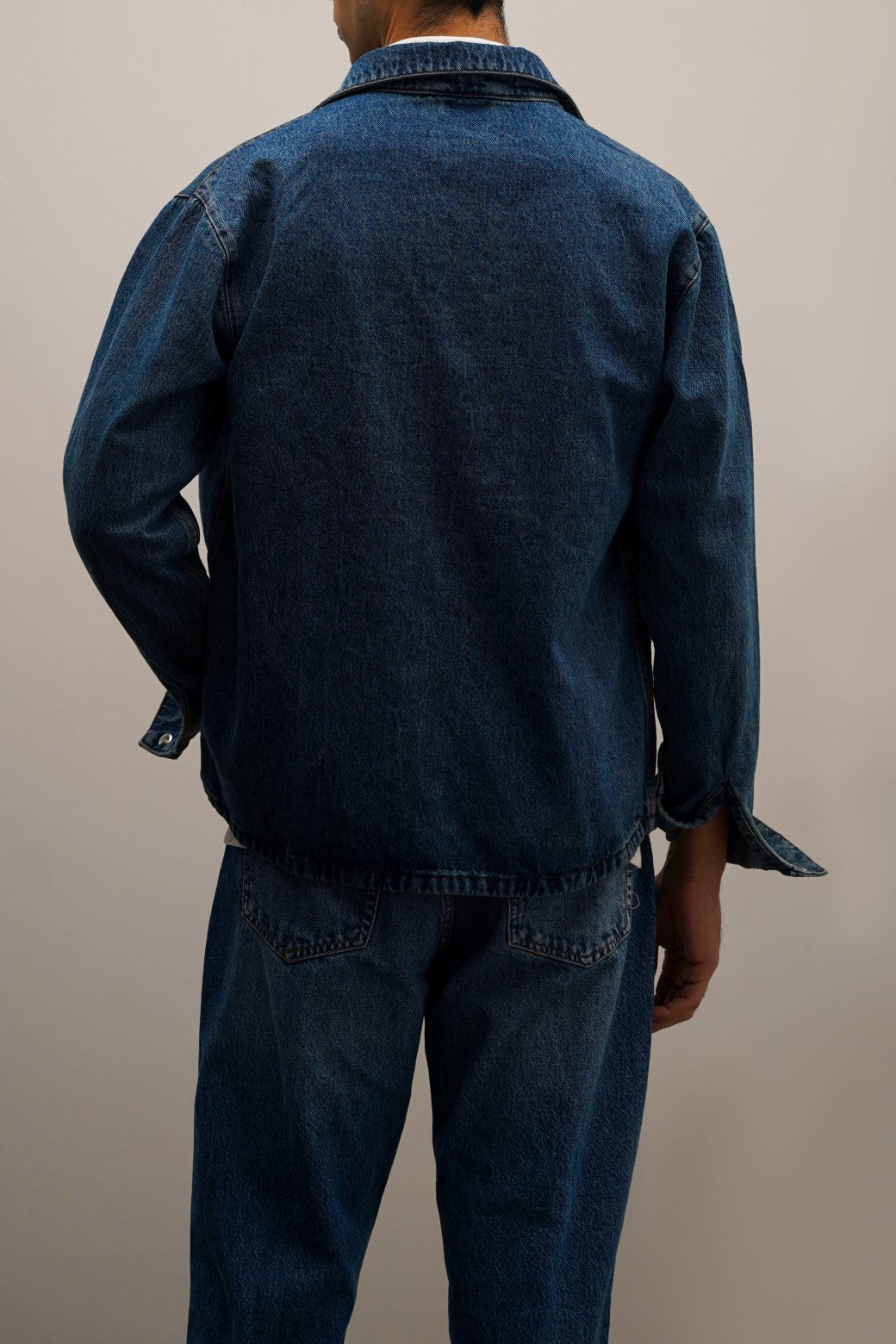 DENIM SHACKET CUFFED SLEEVES AND COLLAR