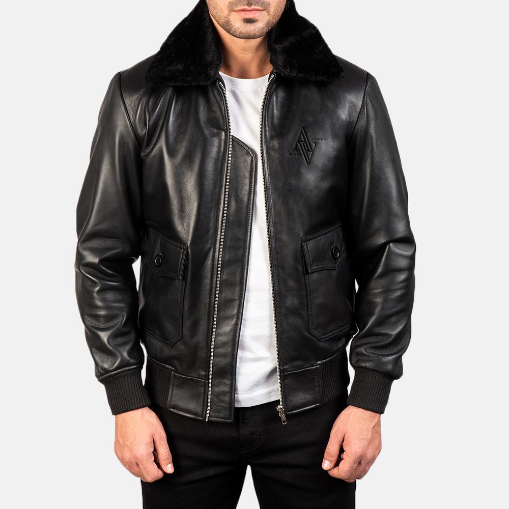 Armanivogue Airin G-1 Classic Black Leather Bomber Jacket