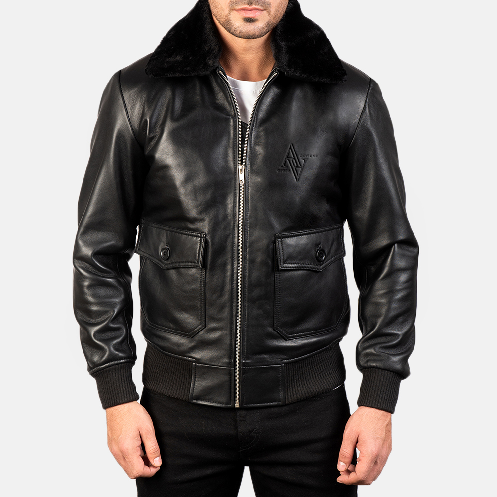 Armanivogue Airin G-1 Classic Black Leather Bomber Jacket