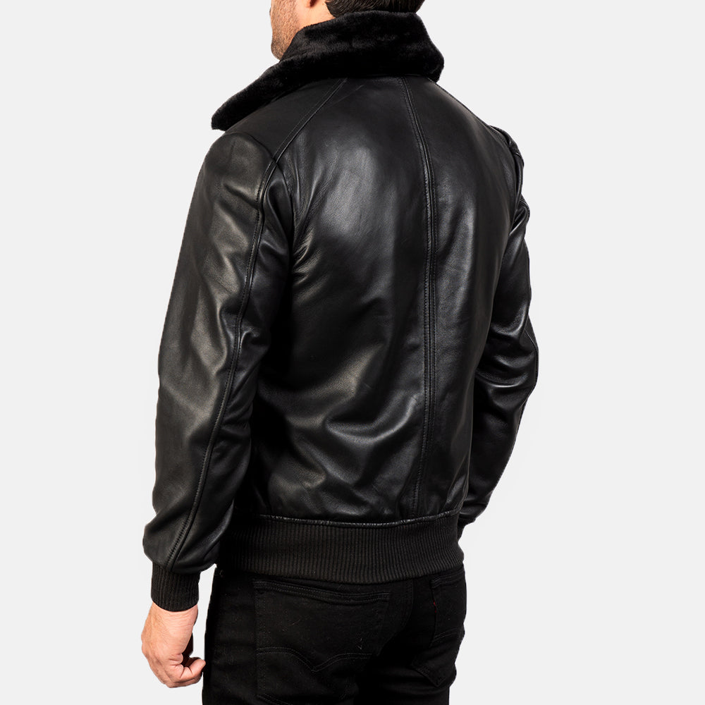 Armanivogue Airin G-1 Classic Black Leather Bomber Jacket