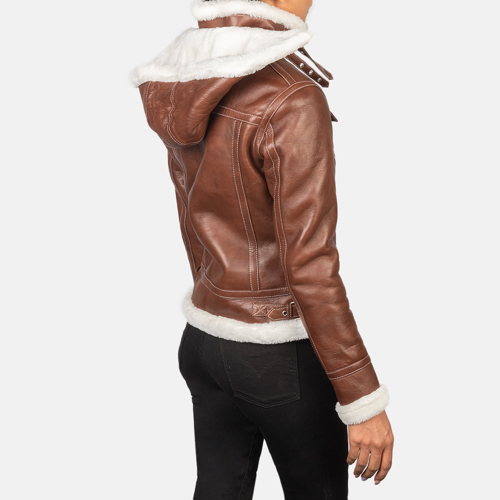 Armanivogue Brown Sheepskin Jacket with Hood