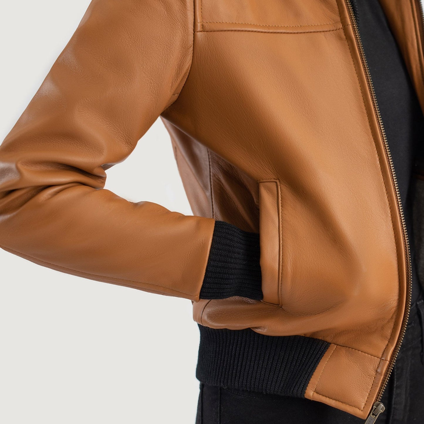 Brown hooded leather bomber jacket Armanivogue