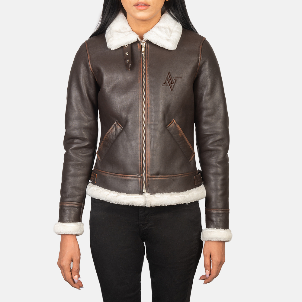 Armanivogue B-3 Classic Brown Leather Bomber Jacket